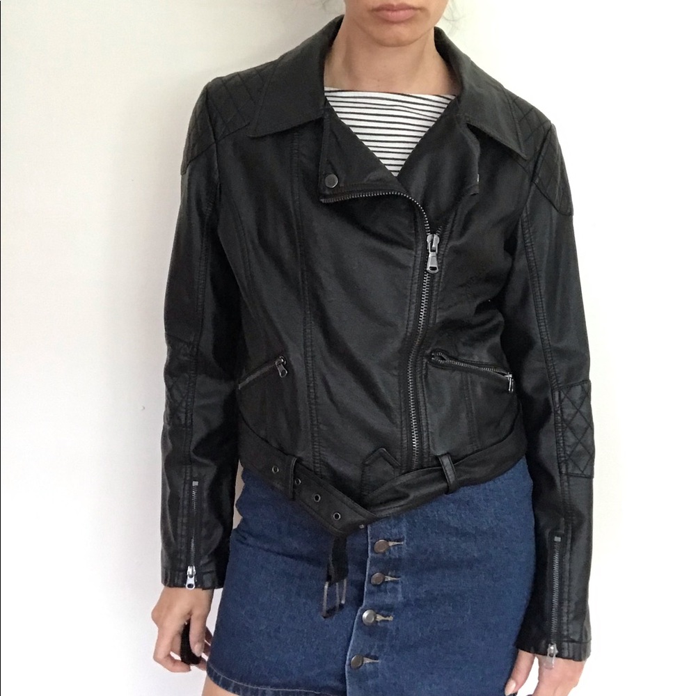 BAR III vegan leather Moto jacket